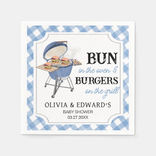 Blue Burger GRILLEN Baby Shower Serviette (Vorderseite)