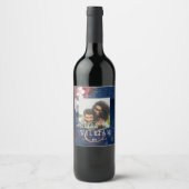 Blue Burgundy Blues Lace Wedding Weinetikett (Vorderseite)