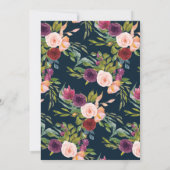 Blue Burgundy Blush Bloral 30. Geburtstag Einladung (Rückseite)