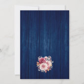 Blue Burgundy Blush Dahlia Bloral Wedding Einladung (Rückseite)