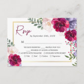 Blue Burgundy & Blush Floral Gold Frame UAWG Begleitkarte (Vorderseite)