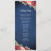 Blue Burgundy Blush Rose Bloral Wedding Programm (Rückseite)