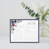 Blue Burgundy Brautparty Rezept Card (Stehend Vorderseite)