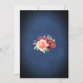 Blue Burgundy Coral Floral Elegante Hochzeit Einladung (Rückseite)