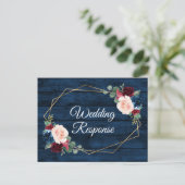Blue Burgundy Gold Blush Country Wedding UAWG Postkarte (Stehend Vorderseite)