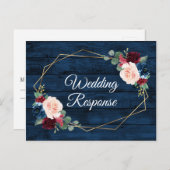 Blue Burgundy Gold Blush Country Wedding UAWG Postkarte (Vorne/Hinten)