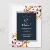 Blue Burgundy Gold Blush Pink Country Wedding Einladung (Vorderseite)