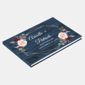 Blue Burgundy Gold Blush Pink Country Wedding Gästebuch (Ecke)