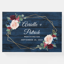 Blue Burgundy Gold Blush Pink Country Wedding Gästebuch