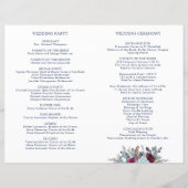 Blue Burgundy Lila Floral Folded Wedding Programm (Rückseite)