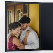 Blue Burgundy Olive Blätter Hochzeit Dreifach Gefaltete Einladung (Innen Erste Seite)