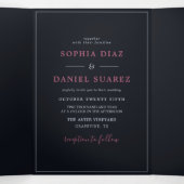 Blue Burgundy Olive Blätter Hochzeit Dreifach Gefaltete Einladung (Innenseite Mitte)