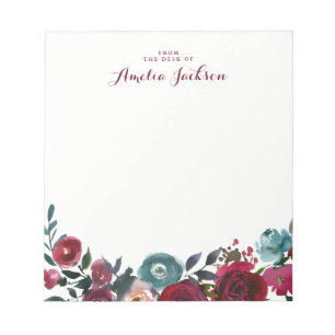 Blue Burgundy Personalisierte Note Stationery Notizblock