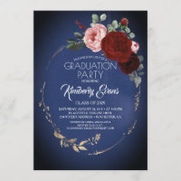 Blue Burgundy Red and Gold Floral Abschluss