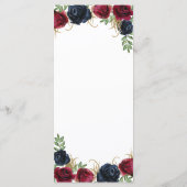 Blue Burgundy Rustic Boho Wedding Menu Cards Menükarte (Rückseite)