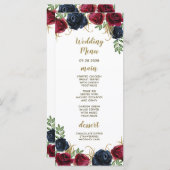 Blue Burgundy Rustic Boho Wedding Menu Cards Menükarte (Vorne/Hinten)