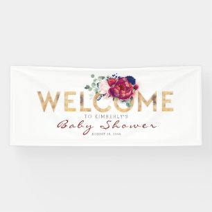 Blue Burgundy und Gold Baby Dusche Banner