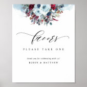 Blue Burgundy und Red Floral Gastgeschenk Hochzeit Poster (Vorne)