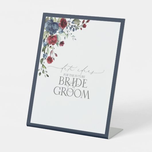 Blue Burgundy Watercolor Floral Date Ideas Sockelschild (Vorderseite)