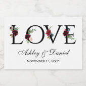 Blue Burgundy Watercolor Liebe Wedding Mini Schaumweinetikett (Einzelnes Label)