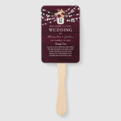 Blue Burgundy Wedding Program Hand Fan Fächer (Vorderseite)
