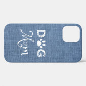 Blue Burlap Dog Mama iPhone Case (Rückseite (Horizontal))