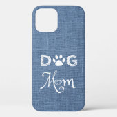 Blue Burlap Dog Mama iPhone Case (Rückseite)