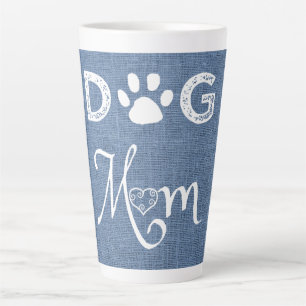 Blue Burlap Dog Mama Latte Tasse