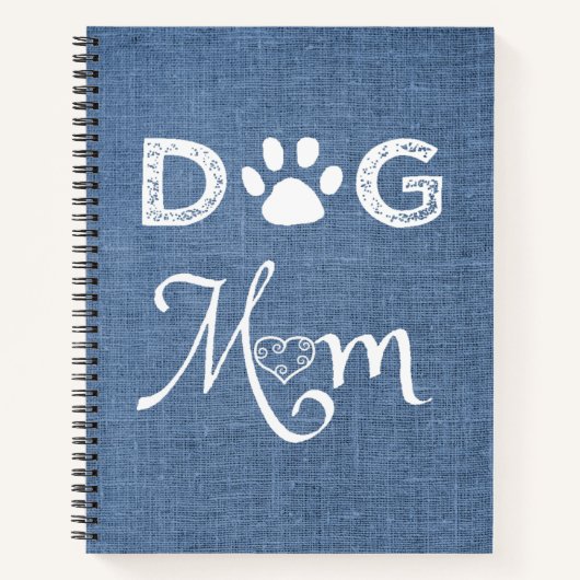 Blue Burlap Dog Mama Notebook Notizblock (Vorderseite)