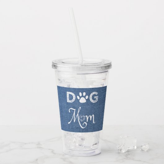 Blue Burlap Hund Mama Acrylic Tumbler Acryltrinkbecher (Vorderseite Ice)