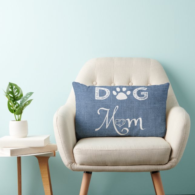 Blue Burlap Hund Mama Lumbar Pillow Lendenkissen (Stuhl )