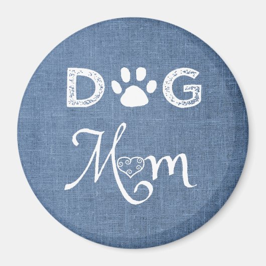 Blue Burlap Hund Mama Magnet (Vorne)