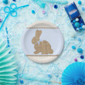 Blue & Burlap Rustic Bunny Oaster Baby Dusche Pappteller (Party)