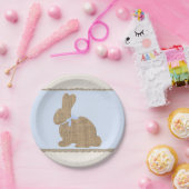 Blue & Burlap Rustic Bunny Oaster Baby Dusche Pappteller (Party)