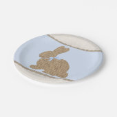 Blue & Burlap Rustic Bunny Oaster Baby Dusche Pappteller (Schrägansicht)