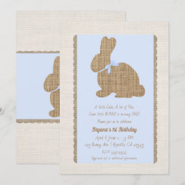 Blue & Burlap Rustic Bunny Oster 1. Geburtstag Einladung
