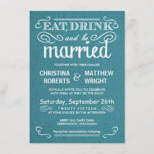 Blue Burlap Rustic Hochzeit Einladungen