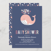 Blue Bursting Whale Baby Dusche Einladung (Vorne/Hinten)