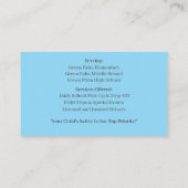 Blue Bus Driver Yellow School Bus Business Card Visitenkarte (Rückseite)