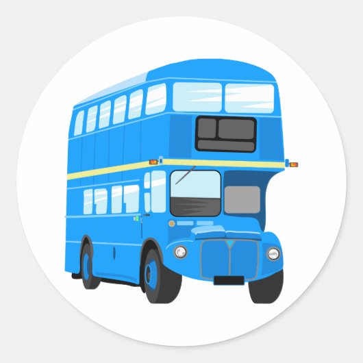 Blue Bus Runder Aufkleber (Vorderseite)