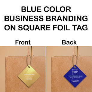 Blue Business Brand on Square Foil Tag