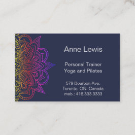 Blue Business Card mit heller Floral Mandala Visitenkarte
