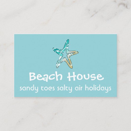 Blue Business Card mit Starfish for Beach House Visitenkarte (Rückseite)