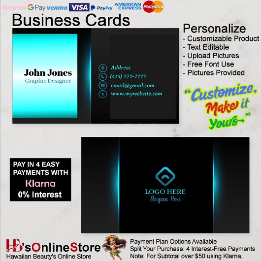 Blue Business Cards 16 Pack mit 100 Stück Visitenkarte