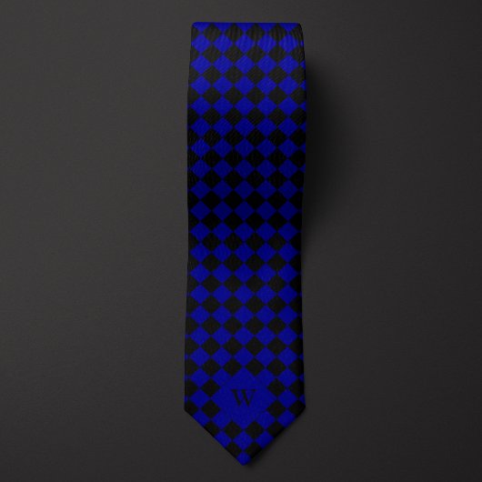 Blue Business Checked Monogram Krawatte