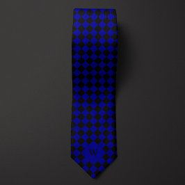 Blue Business Checked Monogram Krawatte