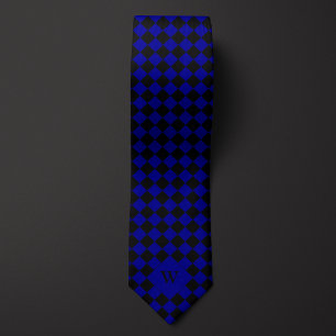 Blue Business Checked Monogram Krawatte