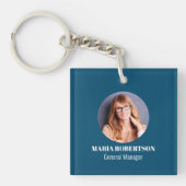 Blue Business Foto Einfach kundenspezifisch Schlüsselanhänger (Vorderseite)