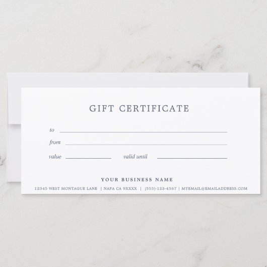 Blue Business Gift Certificate (Rückseite)