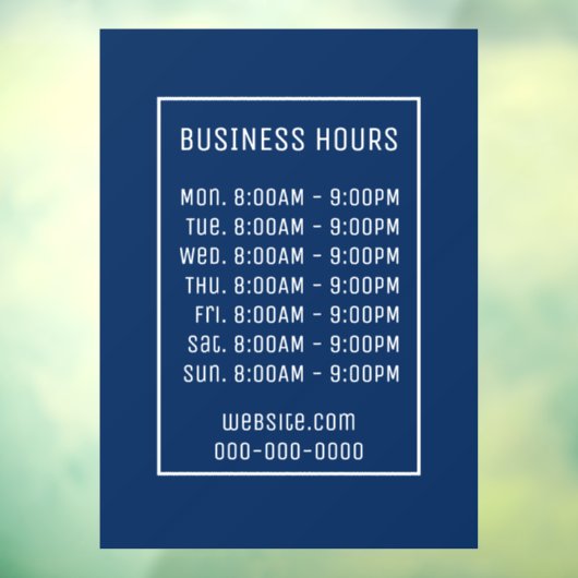 Blue Business Hours Sign Fensteraufkleber (Blatt 3)